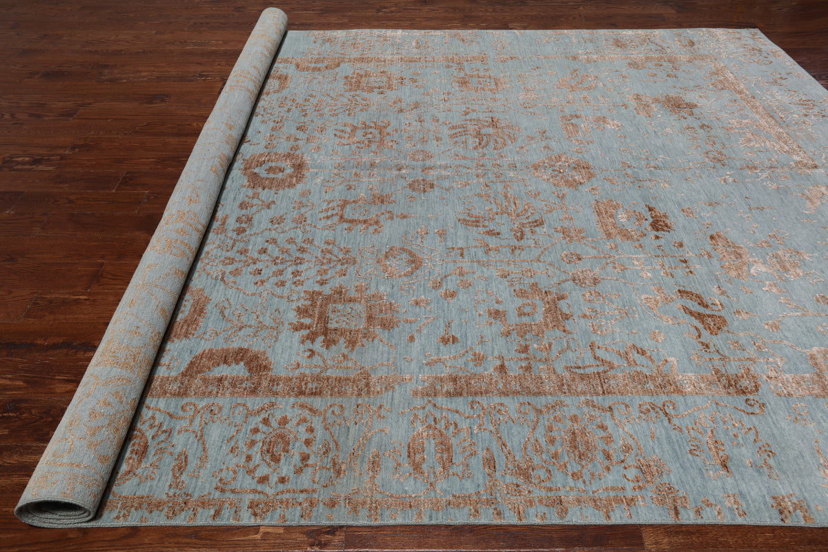 Persian Tabriz Hand Knotted Wool & Silk Rug - 9' 0" X 12' 2"