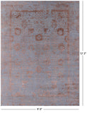 Grey Persian Tabriz Hand Knotted Wool & Silk Rug - 9' 0" X 12' 2" - Golden Nile