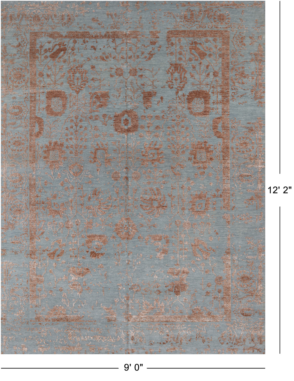 Persian Tabriz Hand Knotted Wool & Silk Rug - 9' 0" X 12' 2"