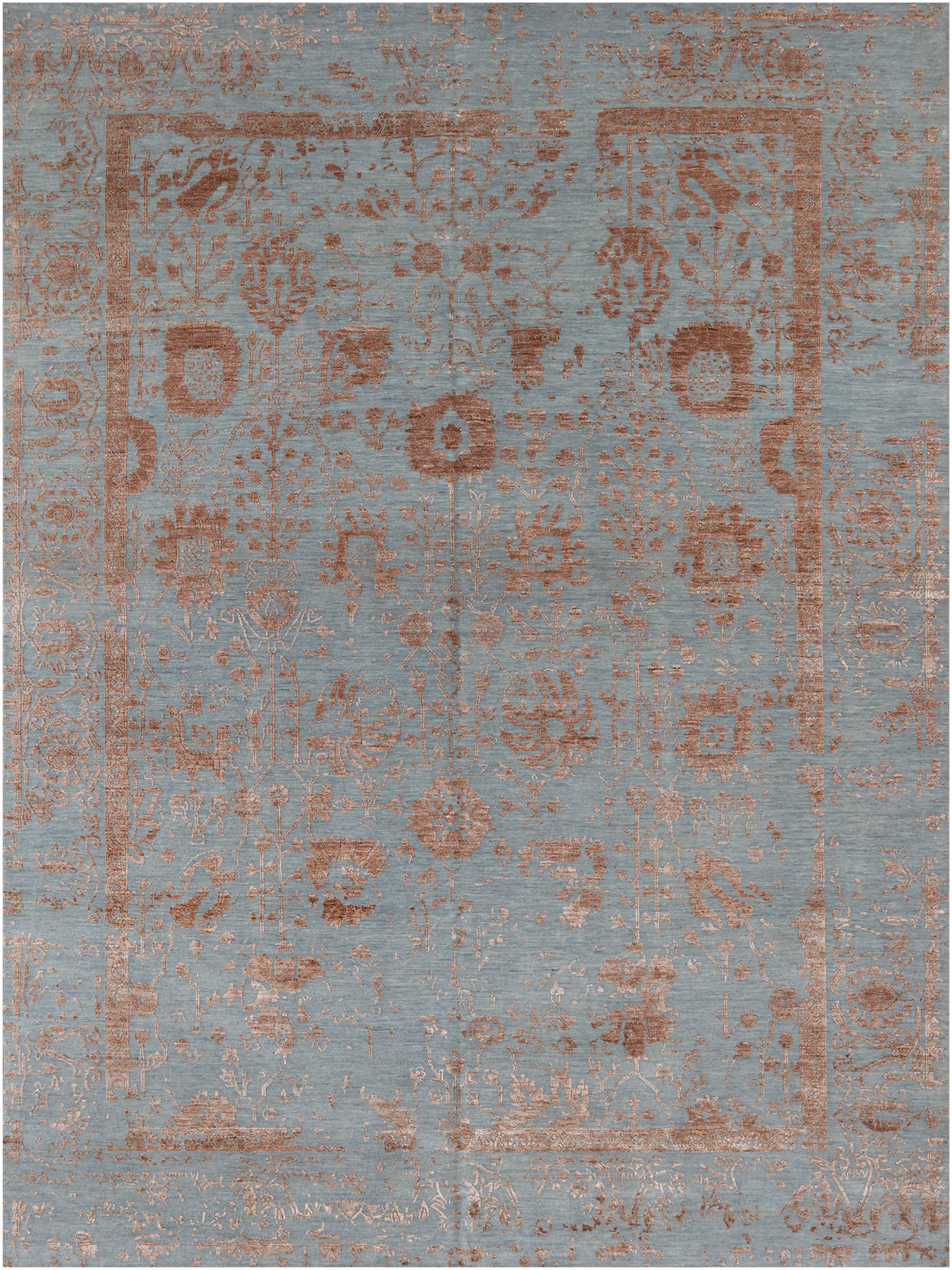 Persian Tabriz Hand Knotted Wool & Silk Rug - 9' 0" X 12' 2"