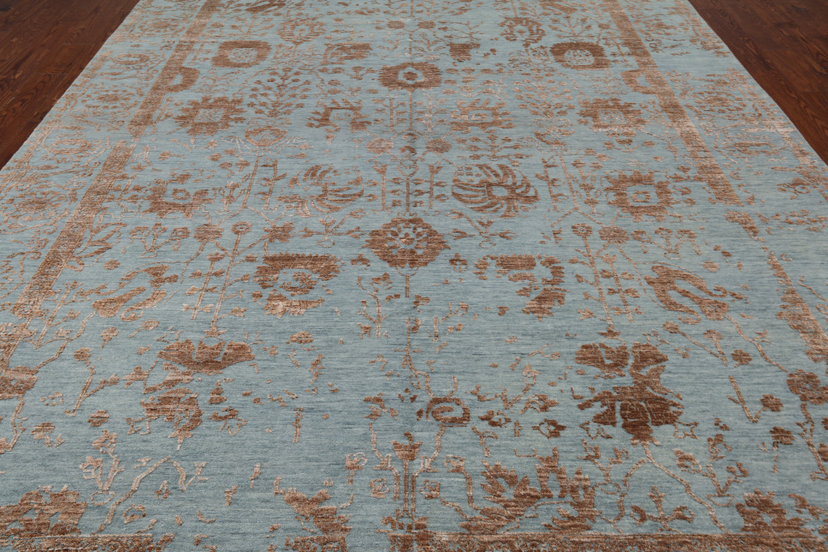 Persian Tabriz Hand Knotted Wool & Silk Rug - 9' 0" X 12' 2"