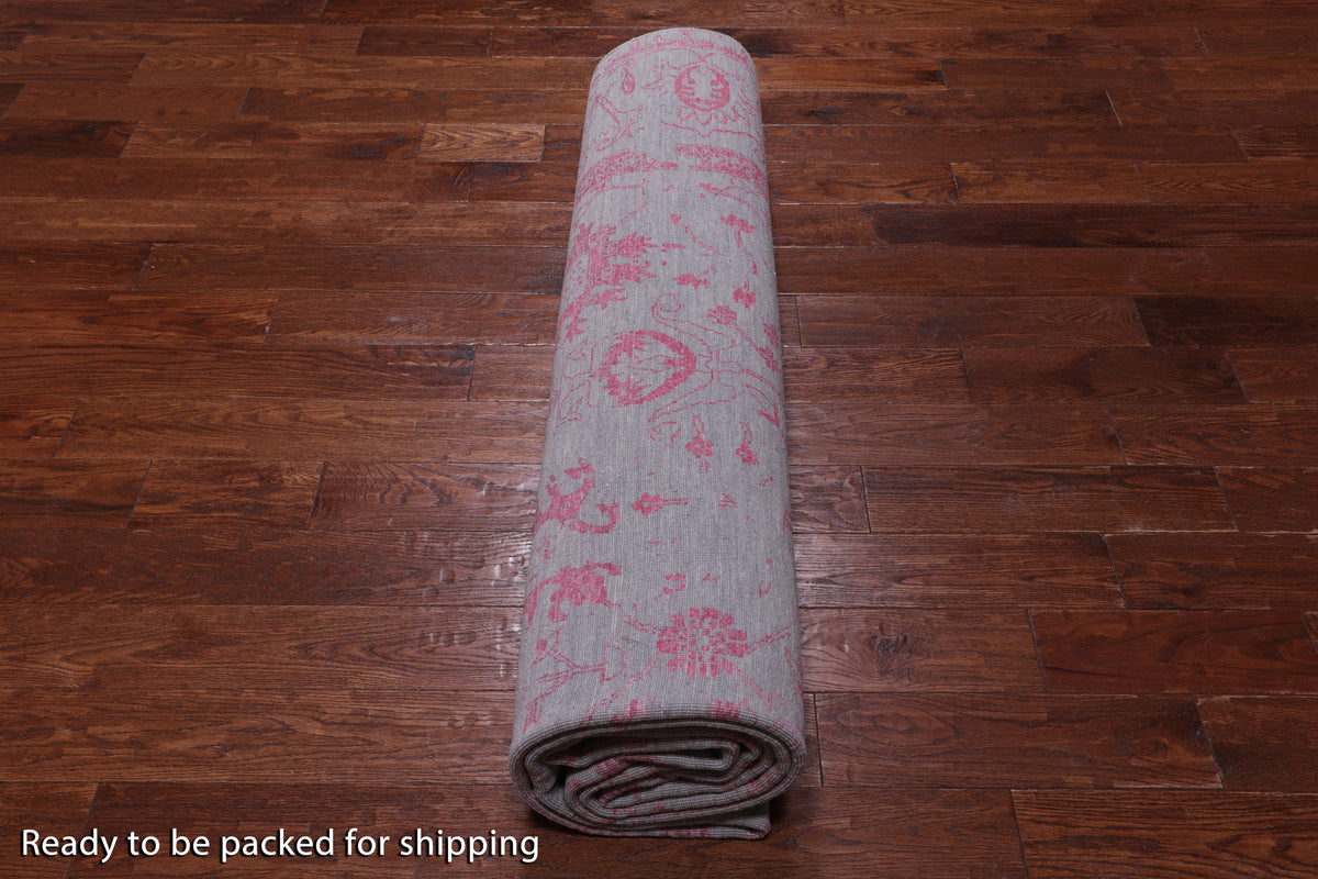 Grey Persian Tabriz Hand Knotted Wool & Silk Rug - 9' 0" X 11' 9"