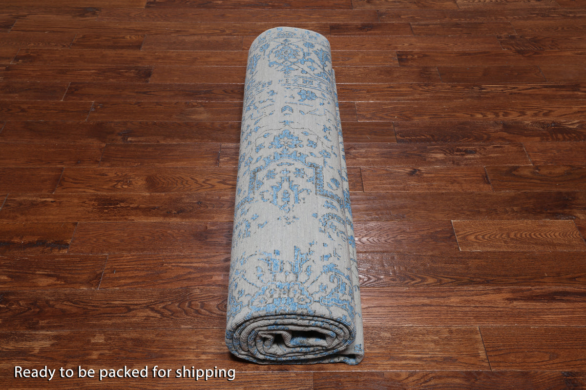 Ivory Persian Fine Serapi Hand Knotted Wool & Silk Rug - 8' 10" X 11' 9"