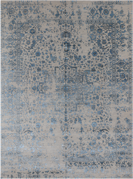 Ivory Persian Fine Serapi Hand Knotted Wool & Silk Rug - 8' 10" X 11' 9"