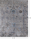Grey Persian Tabriz Hand Knotted Wool & Silk Rug - 8' 10" X 11' 8"
