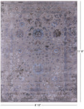 Grey Persian Tabriz Hand Knotted Wool & Silk Rug - 8' 10" X 11' 8" - Golden Nile