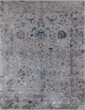Grey Persian Tabriz Hand Knotted Wool & Silk Rug - 8' 10" X 11' 8"