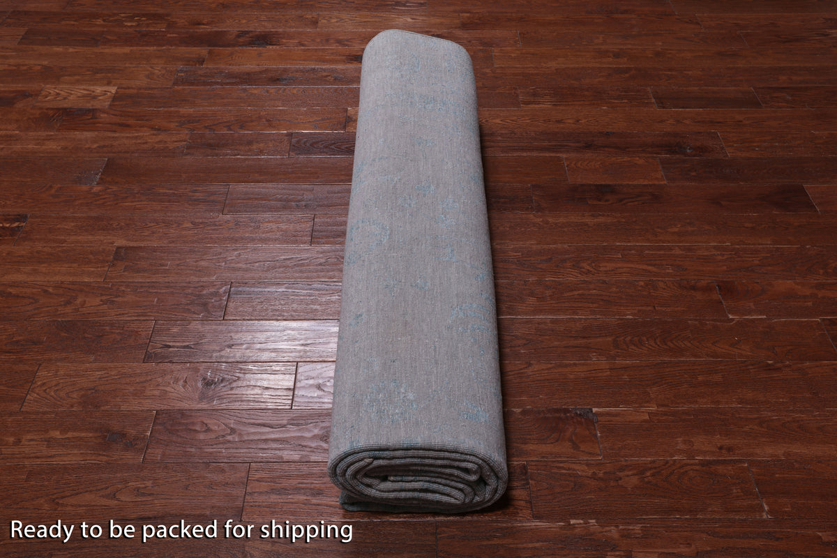 Grey Persian Tabriz Hand Knotted Wool & Silk Rug - 9' 0" X 12' 0"