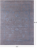 Grey Persian Tabriz Hand Knotted Wool & Silk Rug - 9' 0" X 12' 0" - Golden Nile