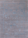 Grey Persian Tabriz Hand Knotted Wool & Silk Rug - 9' 0" X 12' 0"