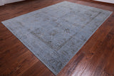 Grey Persian Tabriz Hand Knotted Wool & Silk Rug - 8' 10" X 12' 1"