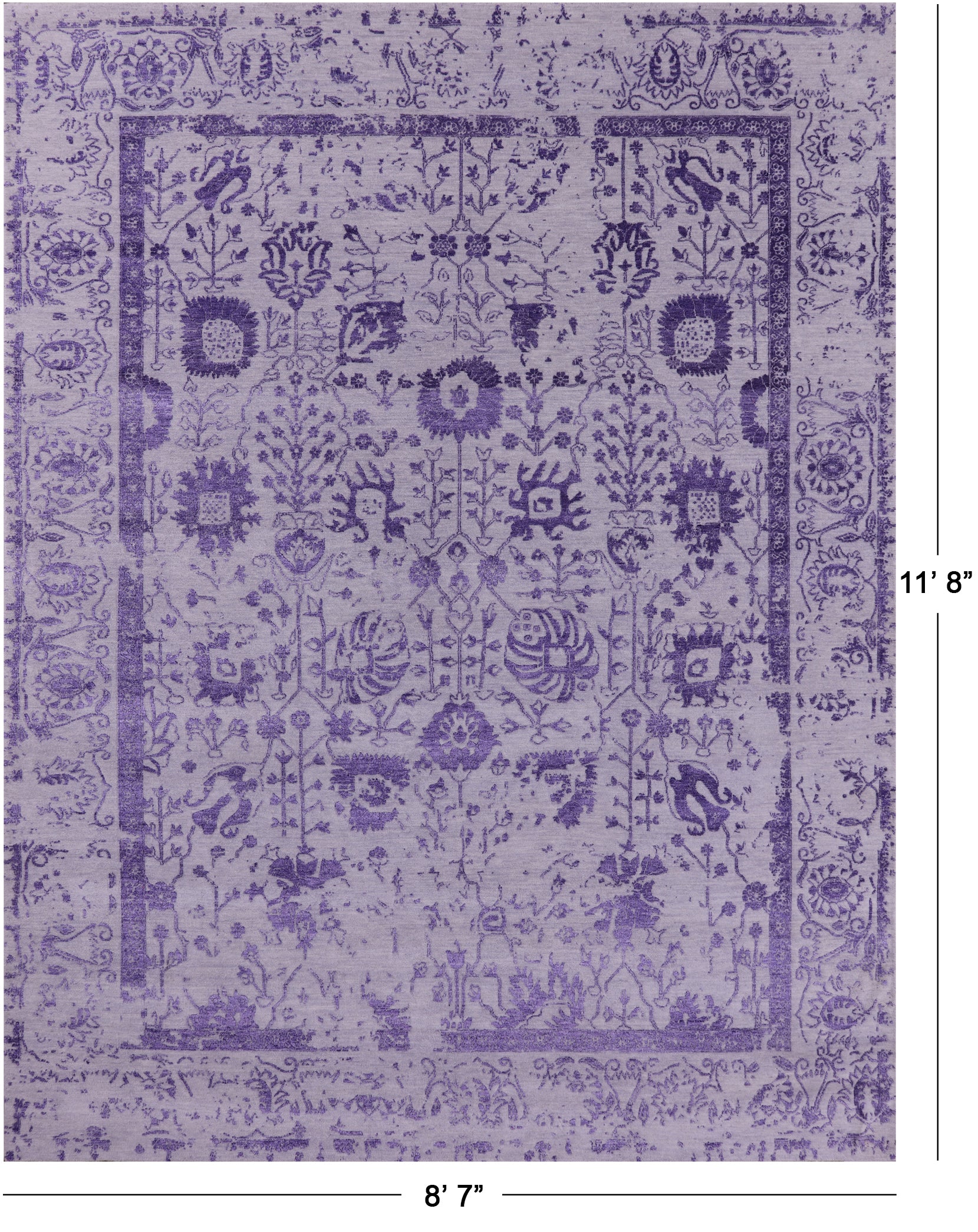 Grey Persian Tabriz Hand Knotted Wool & Silk Rug - 8' 7" X 11' 8" - Golden Nile