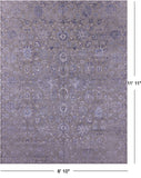 Grey Persian Tabriz Hand Knotted Wool & Silk Rug - 8' 10" X 11' 11" - Golden Nile