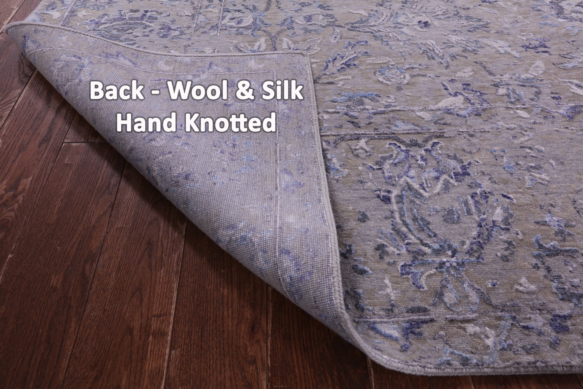 Grey Persian Tabriz Hand Knotted Wool & Silk Rug - 8' 10" X 11' 11" - Golden Nile