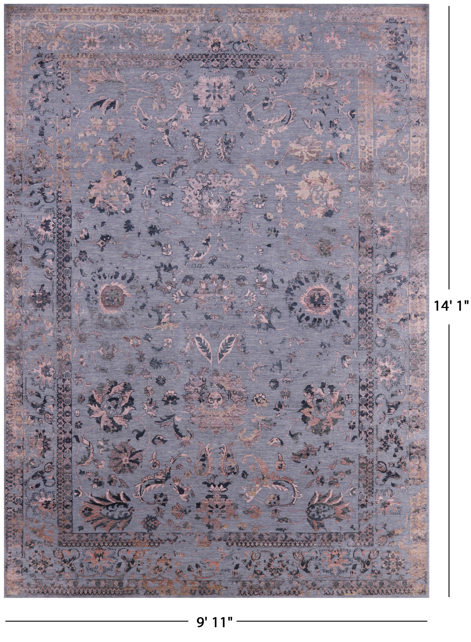 Persian Handmade Wool & Silk Rug - 9' 11" X 14' 1" - Golden Nile