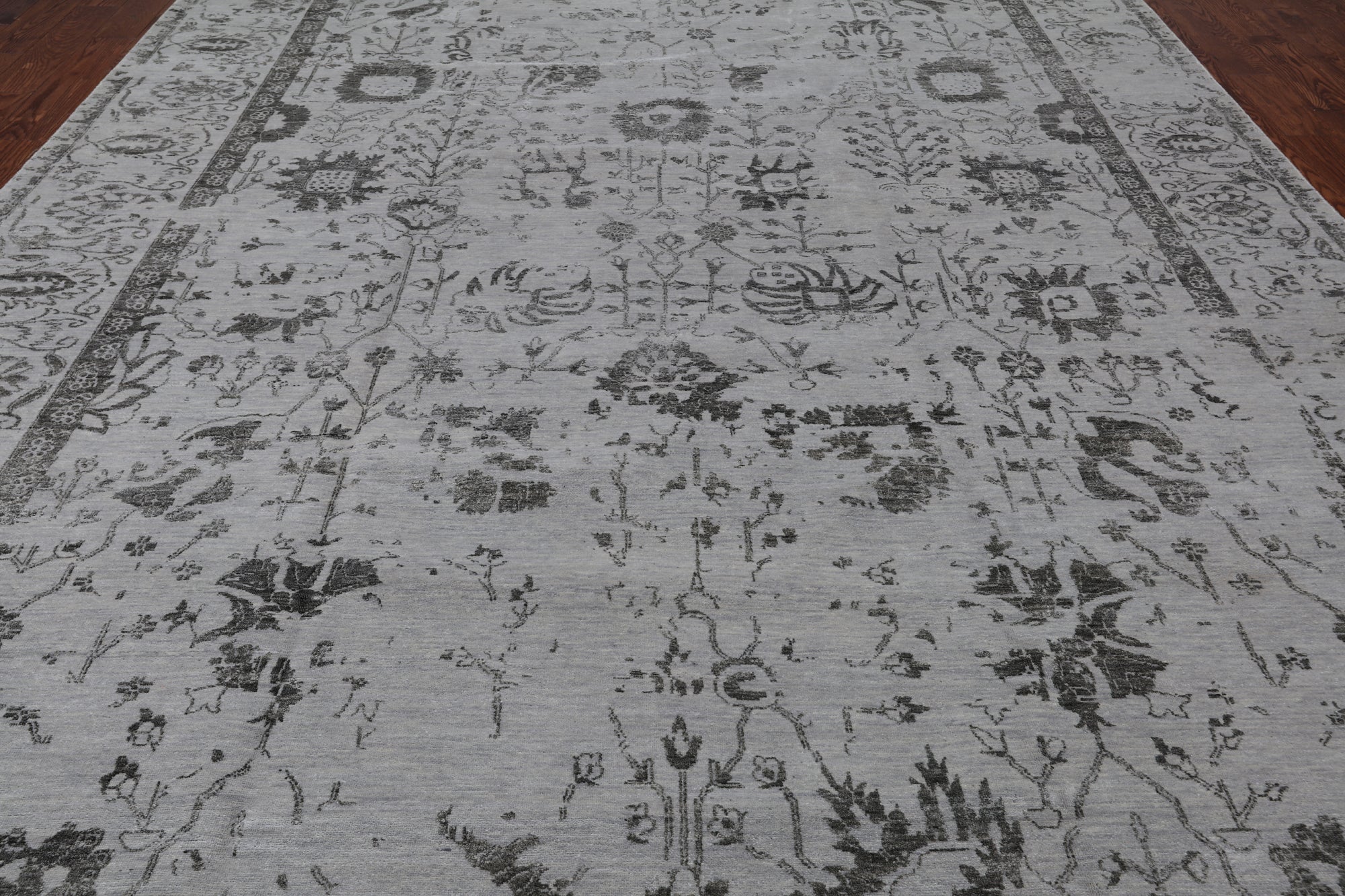 Grey Persian Tabriz Hand Knotted Wool & Silk Rug - 9' 11" X 14' 3"