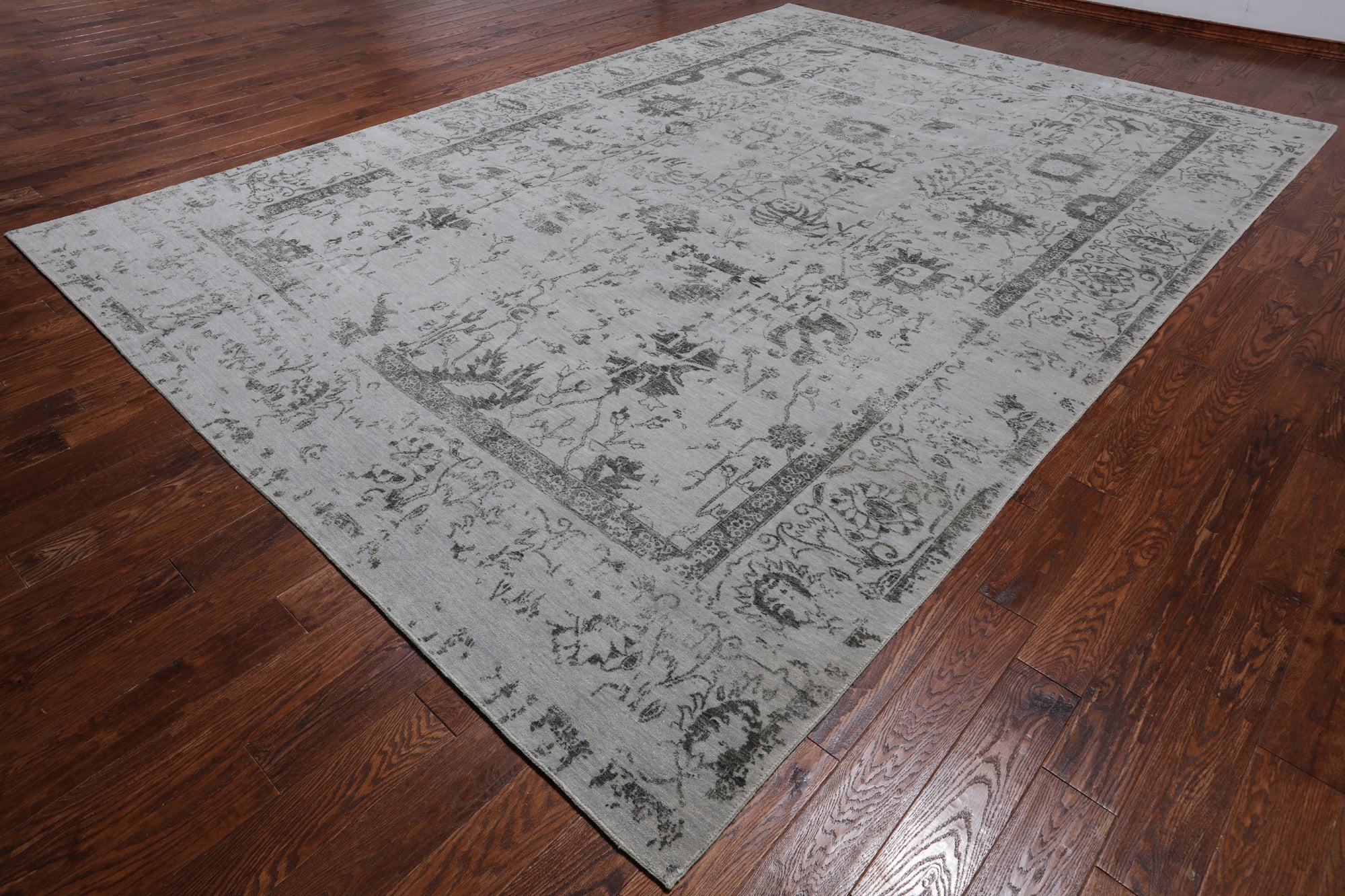 Grey Persian Tabriz Hand Knotted Wool & Silk Rug - 9' 11" X 14' 3"