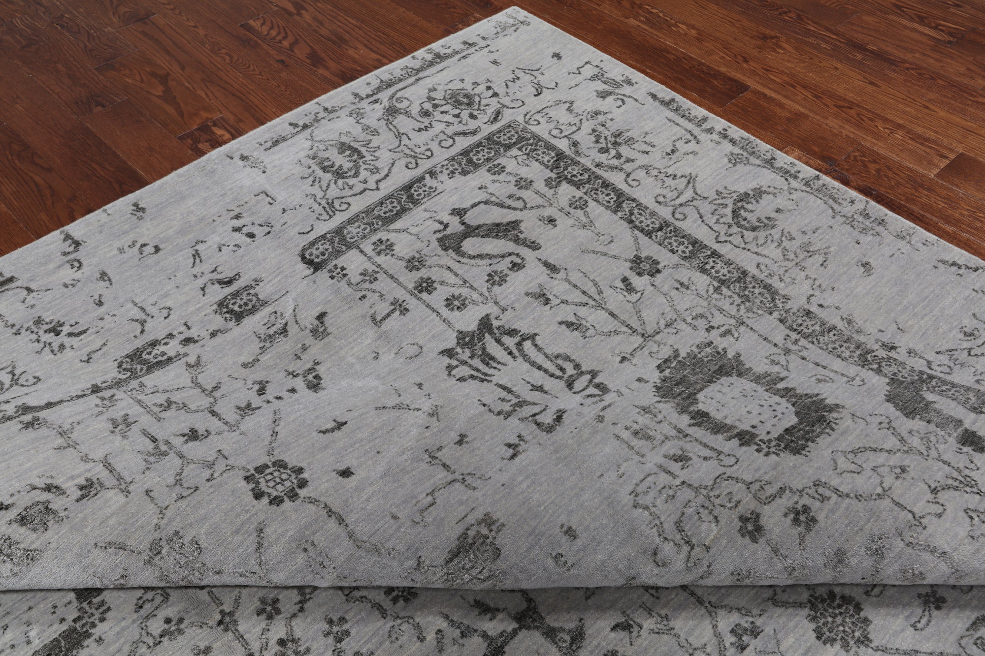Grey Persian Tabriz Hand Knotted Wool & Silk Rug - 9' 11" X 14' 3"