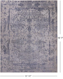 Grey Persian Hand Knotted Wool & Silk Rug - 11' 11" X 15' 1"