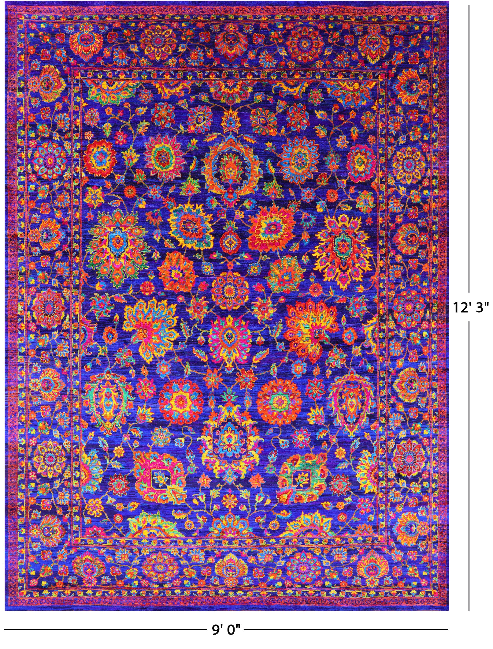 Purple Persian Hand Knotted 100% Silk Rug - 9' 0" X 12' 3" - Golden Nile