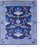 Blue Turkish Oushak Hand Knotted Wool Rug - 12' 1" X 15' 1" - Golden Nile