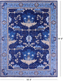 Blue Turkish Oushak Hand Knotted Wool Rug - 10' 3" X 14' 0" - Golden Nile