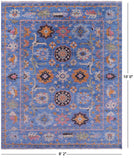 Blue Turkish Oushak Hand Knotted Wool Rug - 8' 2" X 10' 0" - Golden Nile