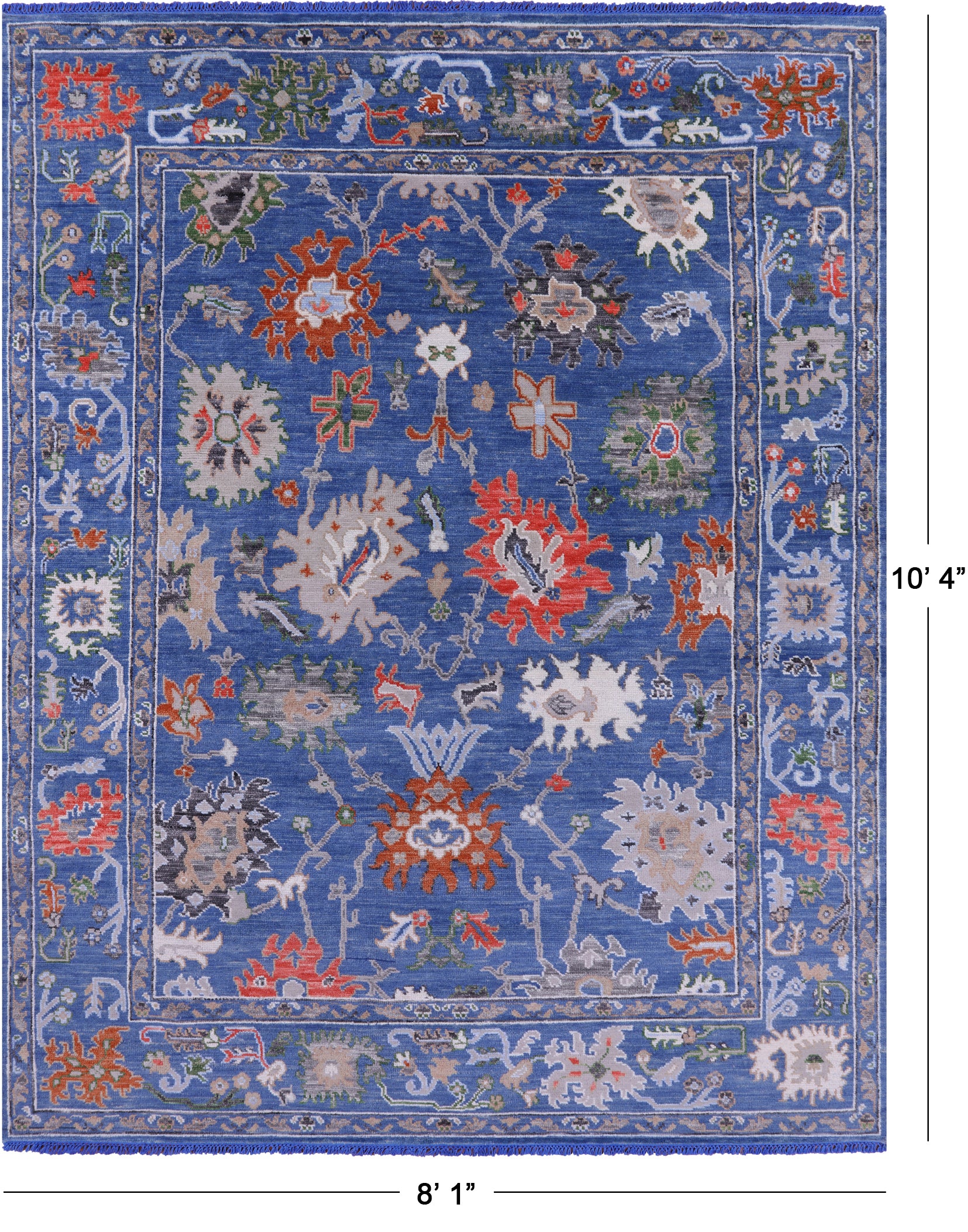 Blue Turkish Oushak Hand Knotted Wool Rug - 8' 1" X 10' 4" - Golden Nile