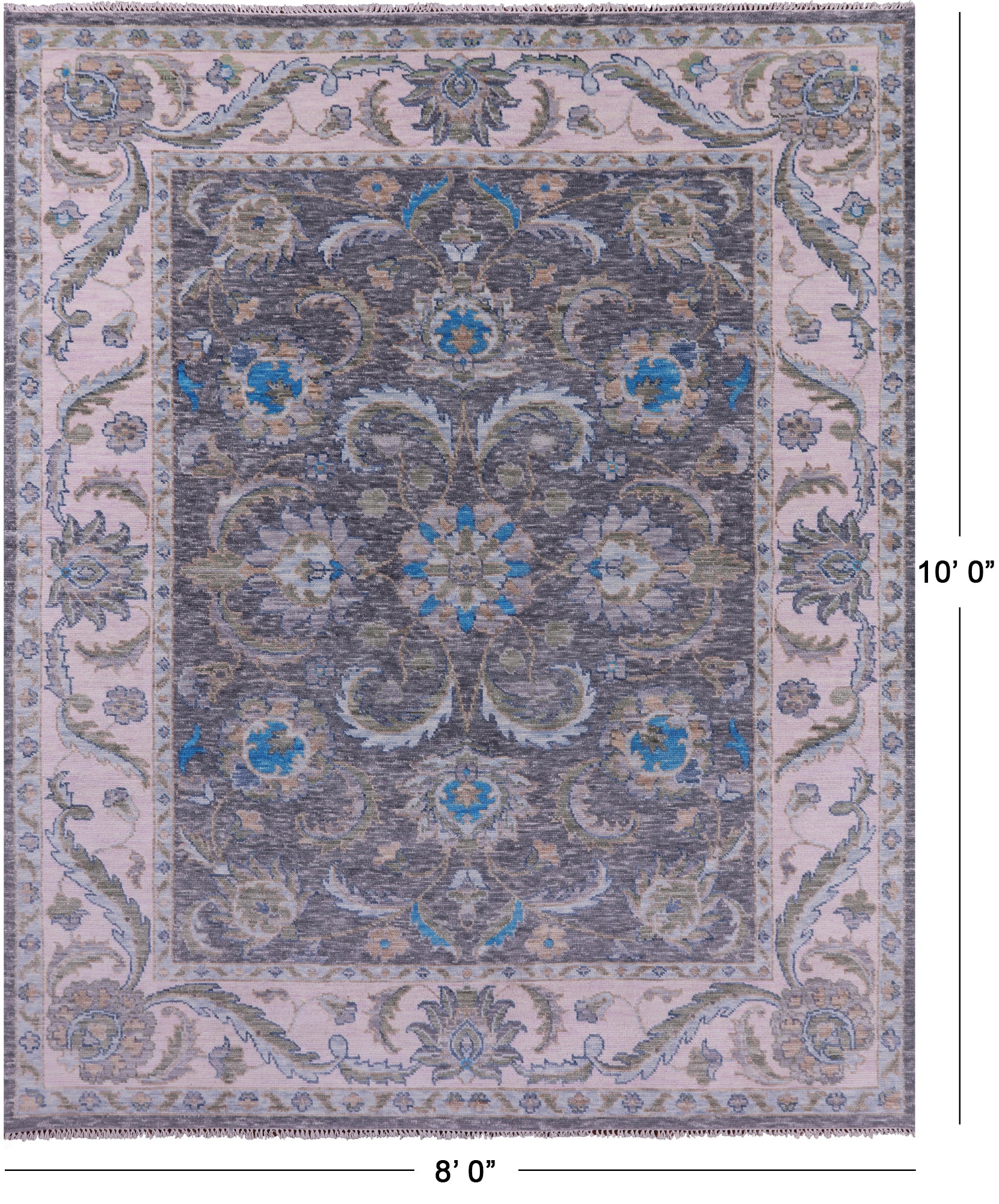 Grey Persian Tabriz Hand Knotted Wool Rug - 8' 0" X 10' 0" - Golden Nile