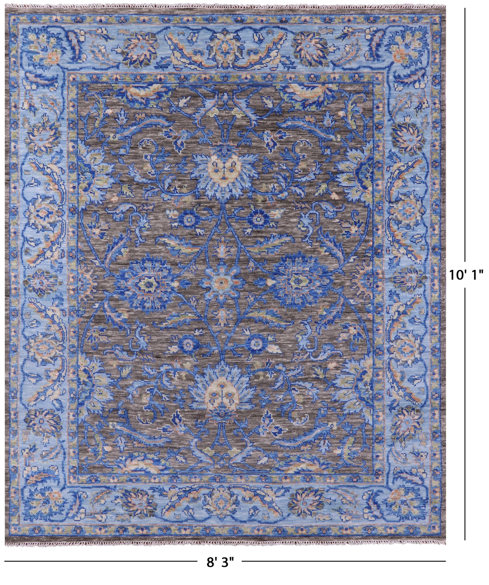 Grey Persian Tabriz Hand Knotted Wool Rug - 8' 3" X 10' 1" - Golden Nile