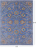 Blue Persian Tabriz Hand Knotted Wool Rug - 9' 0" X 12' 0" - Golden Nile