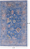 Blue Turkish Oushak Hand Knotted Wool Rug - 5' 0" X 8' 4" - Golden Nile