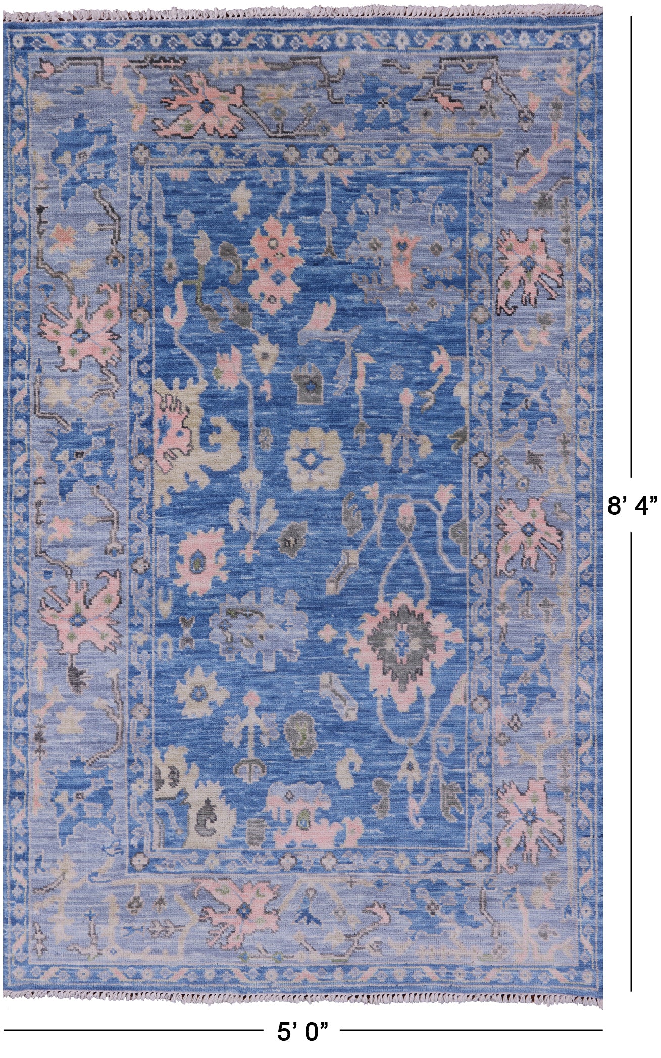 Blue Turkish Oushak Hand Knotted Wool Rug - 5' 0" X 8' 4" - Golden Nile