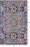 Blue Geometric Persian Mamluk Hand Knotted Wool Rug - 4' 1" X 6' 4" - Golden Nile
