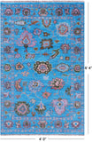 Blue Turkish Oushak Hand Knotted Wool Rug - 4' 0" X 6' 4" - Golden Nile