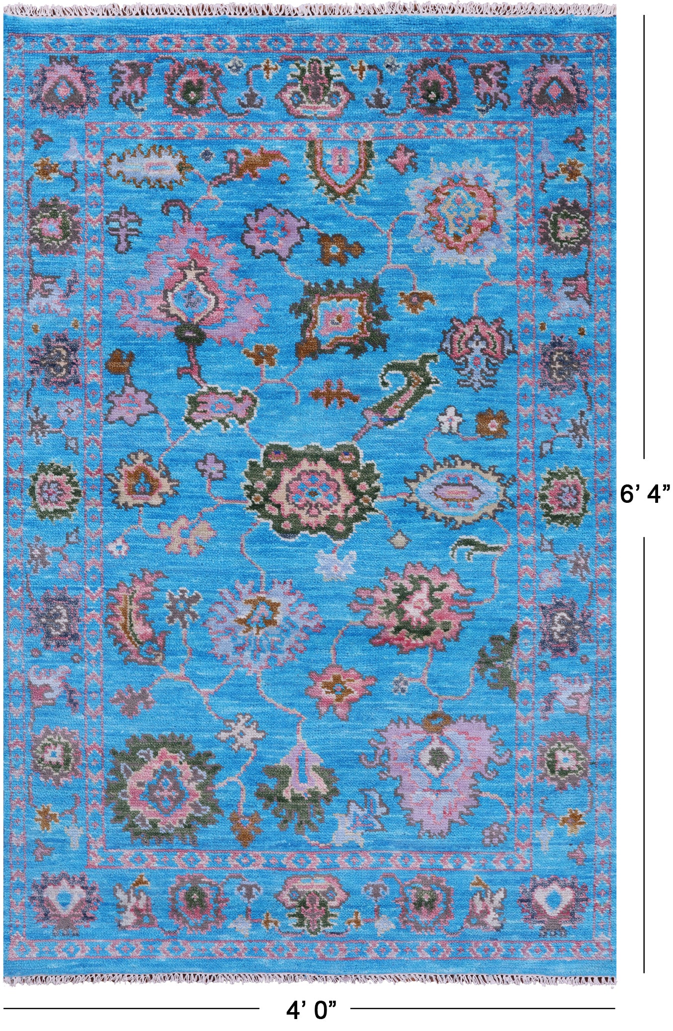 Blue Turkish Oushak Hand Knotted Wool Rug - 4' 0" X 6' 4" - Golden Nile