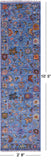 Blue Turkish Oushak Hand Knotted Wool Runner Rug - 2' 8" X 10' 5" - Golden Nile