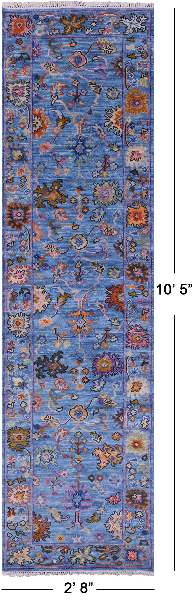 Blue Turkish Oushak Hand Knotted Wool Runner Rug - 2' 8" X 10' 5" - Golden Nile