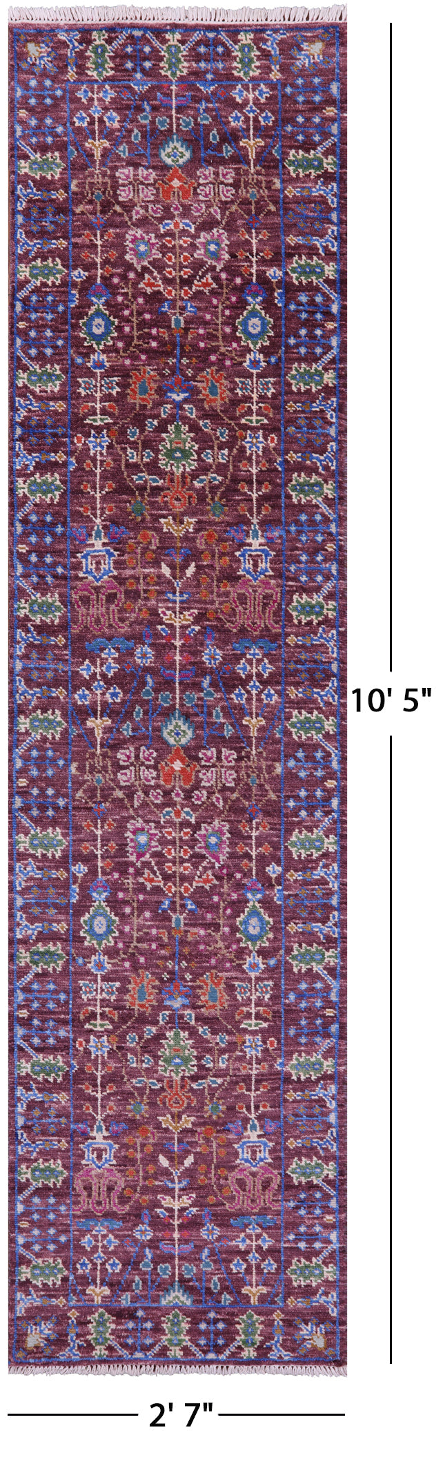 Turkish Oushak Handmade Wool Runner Rug - 2' 7" X 10' 5" - Golden Nile