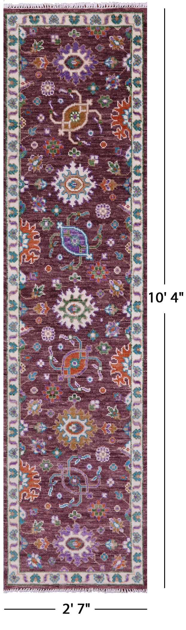Turkish Oushak Hand Knotted Wool Runner Rug - 2' 7" X 10' 4" - Golden Nile