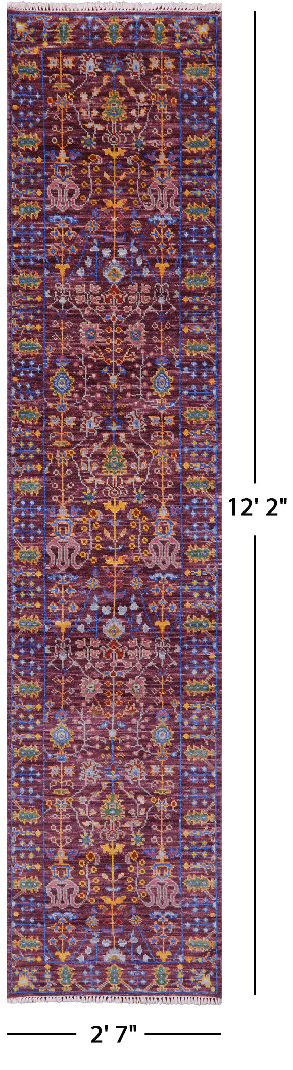 Turkish Oushak Handmade Wool Runner Rug - 2' 7" X 12' 2" - Golden Nile
