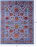 Blue Persian Hand Knotted Wool & Silk Rug - 9' 2" X 12' 3" - Golden Nile