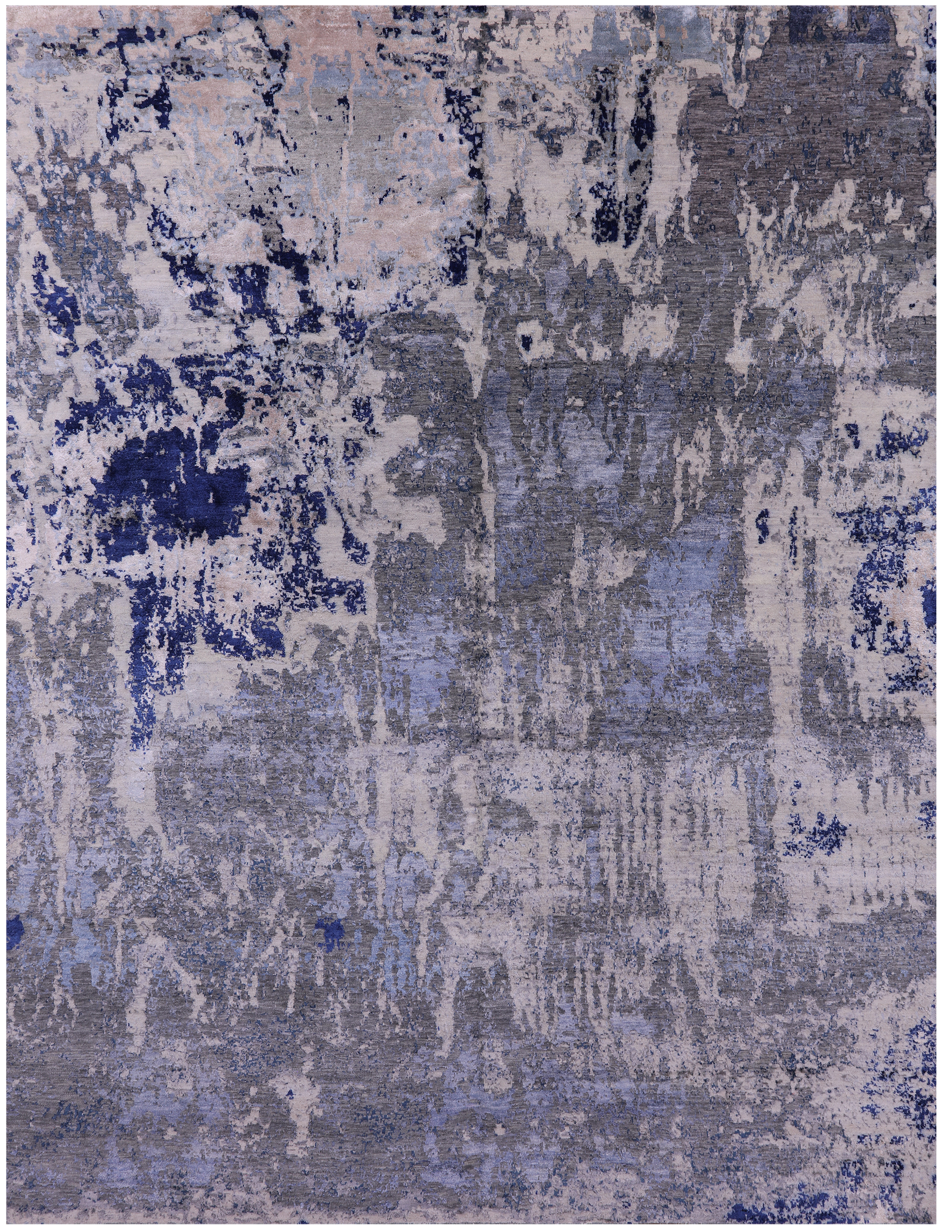 Abstract Contemporary Hand Knotted Wool & Silk Rug - 8' 10" X 11' 8" - Golden Nile