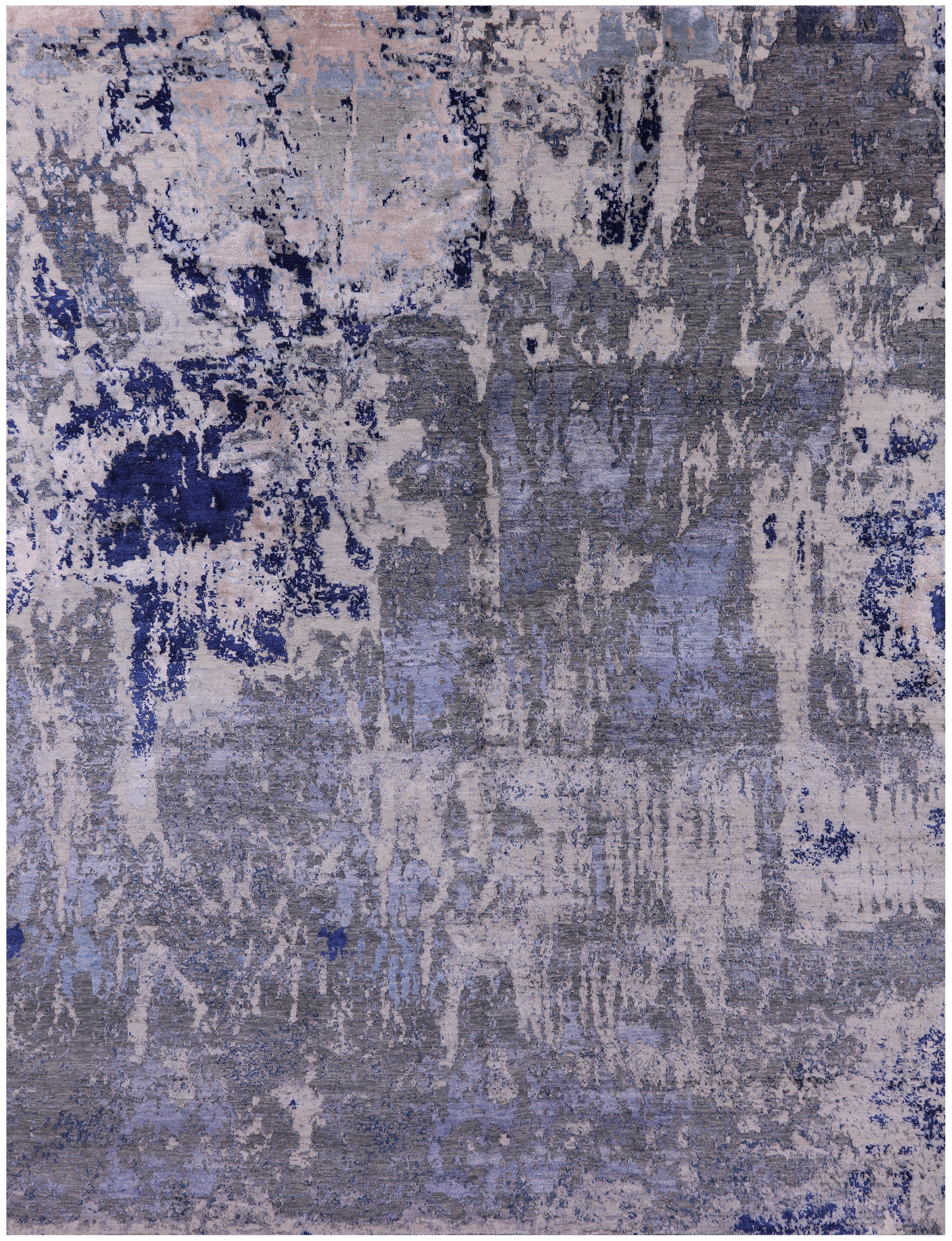 Abstract Contemporary Hand Knotted Wool & Silk Rug - 8' 10" X 11' 8" - Golden Nile