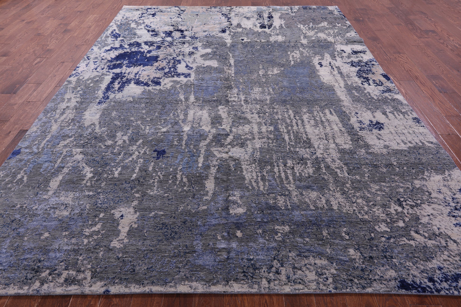 Abstract Contemporary Hand Knotted Wool & Silk Rug - 8' 10" X 11' 8" - Golden Nile