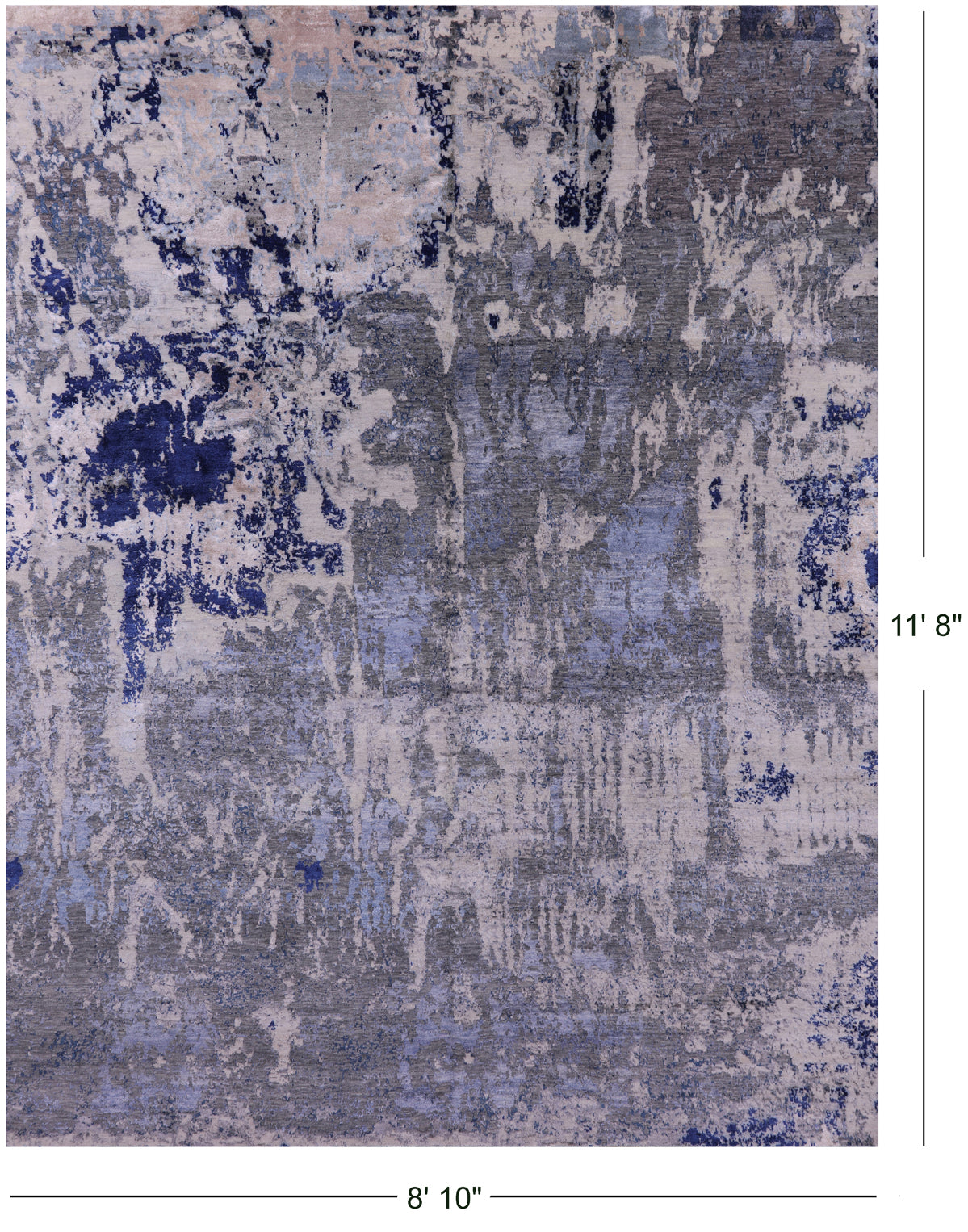 Abstract Contemporary Hand Knotted Wool & Silk Rug - 8' 10" X 11' 8" - Golden Nile