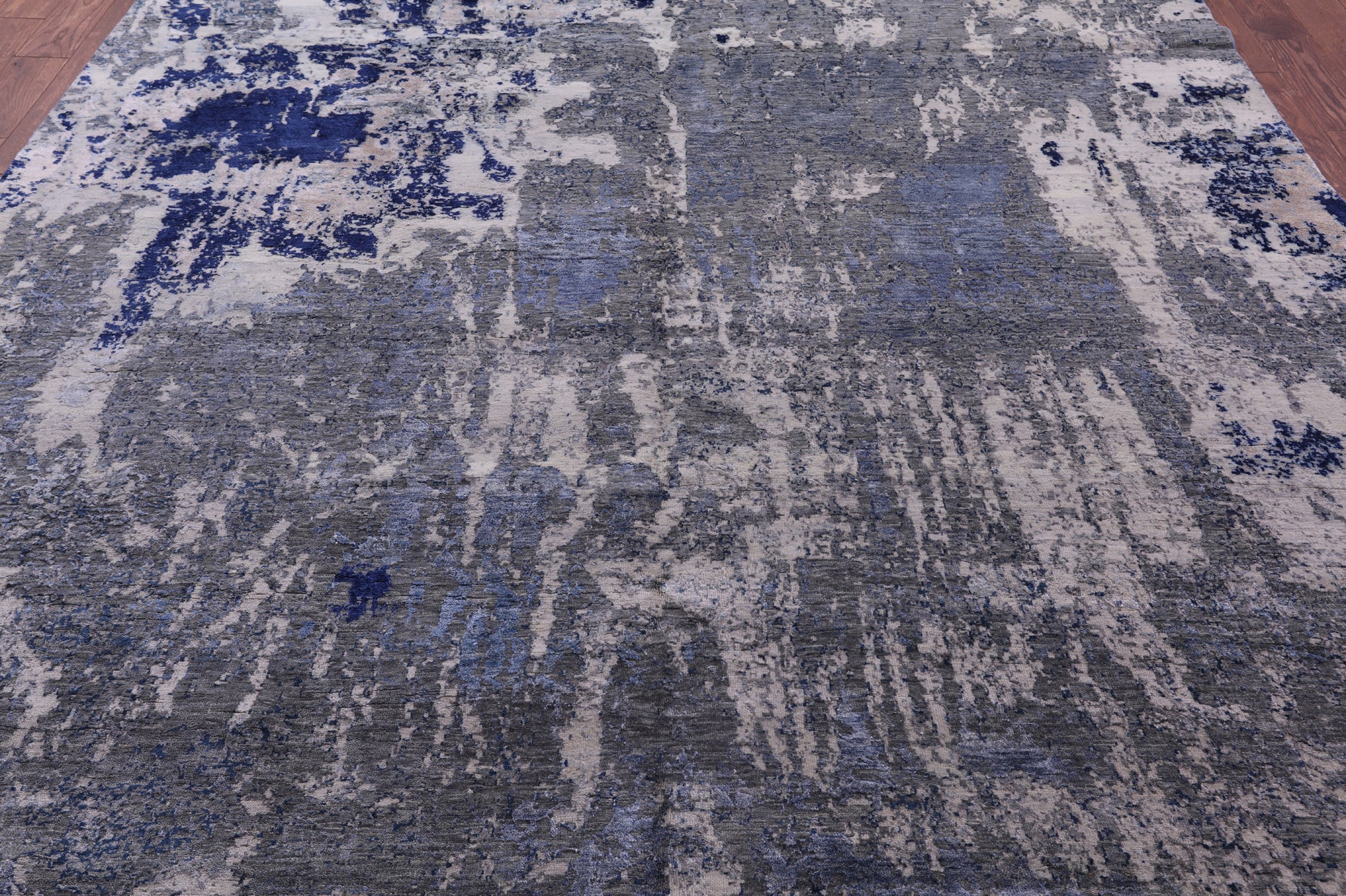 Abstract Contemporary Hand Knotted Wool & Silk Rug - 8' 10" X 11' 8" - Golden Nile