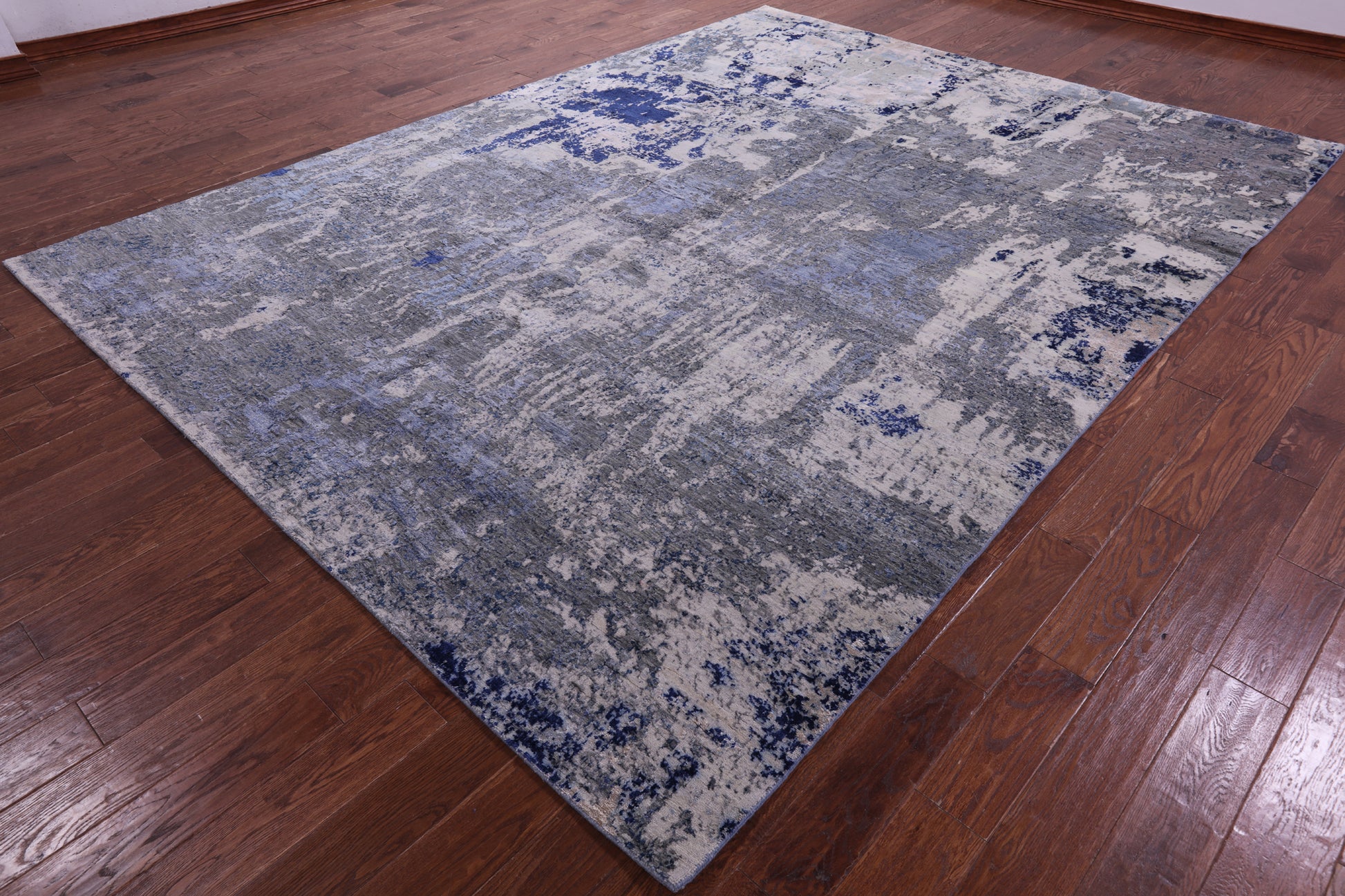 Abstract Contemporary Hand Knotted Wool & Silk Rug - 8' 10" X 11' 8" - Golden Nile