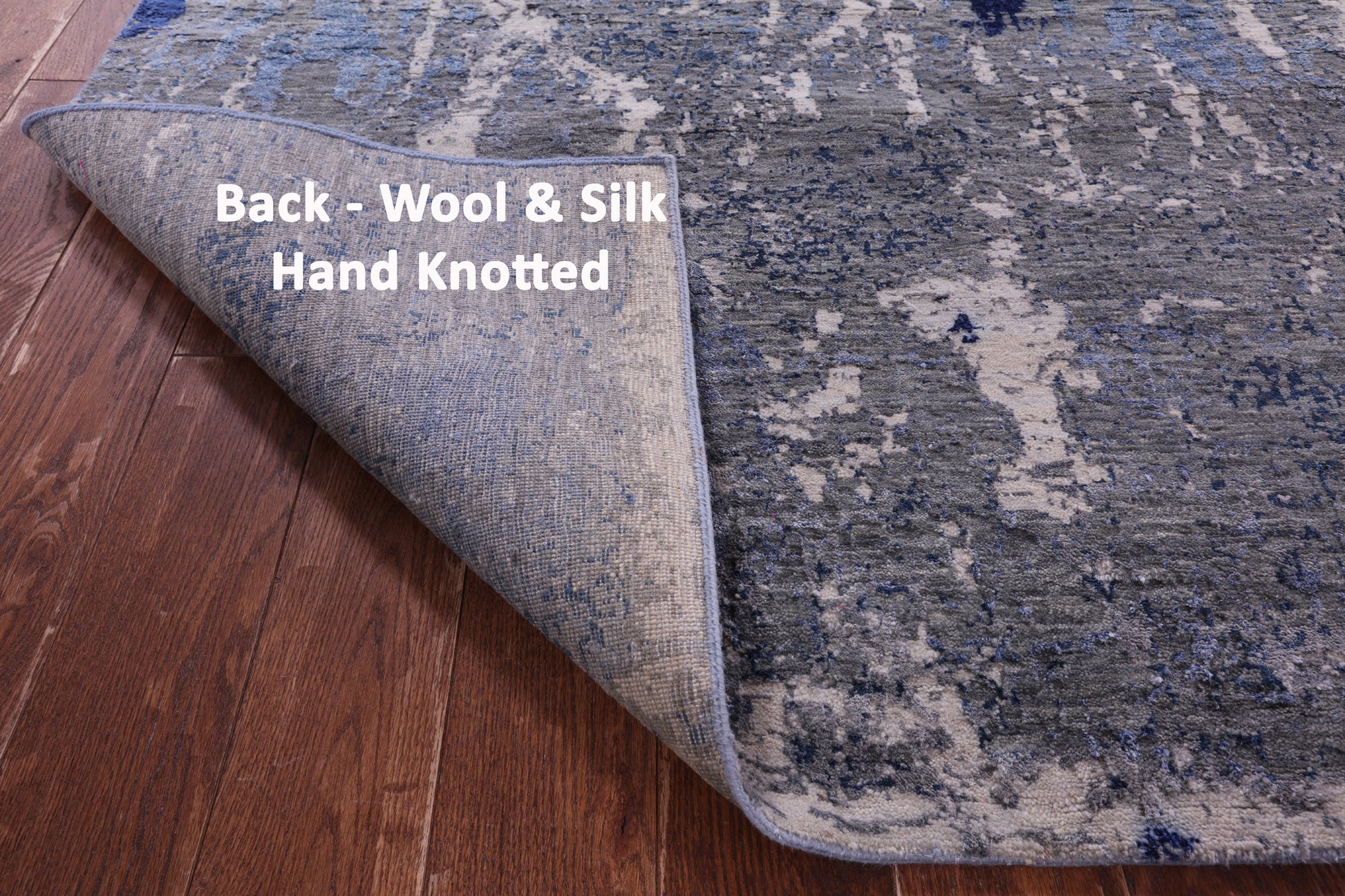 Abstract Contemporary Hand Knotted Wool & Silk Rug - 8' 10" X 11' 8" - Golden Nile