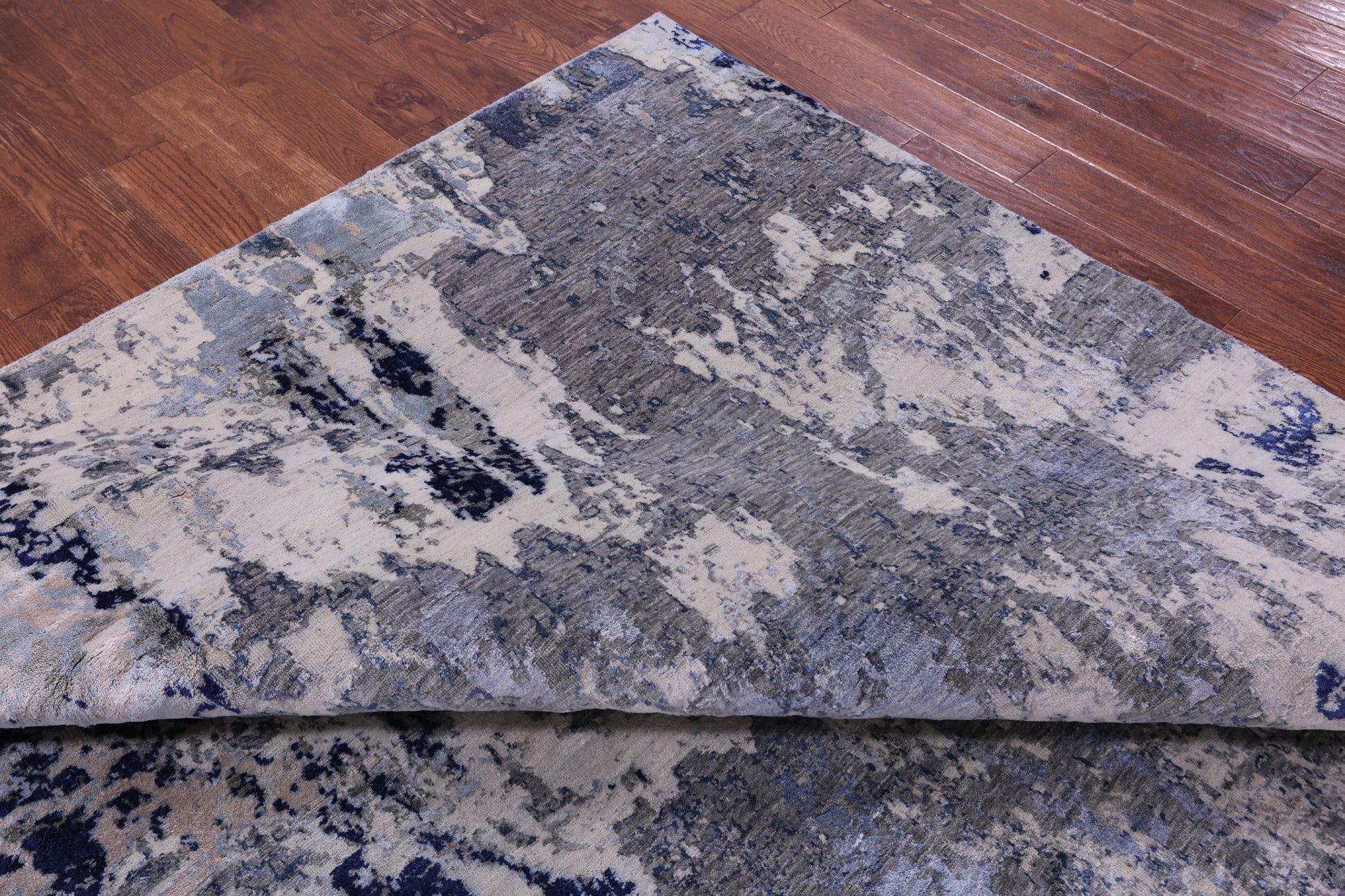 Abstract Contemporary Hand Knotted Wool & Silk Rug - 8' 10" X 11' 8" - Golden Nile
